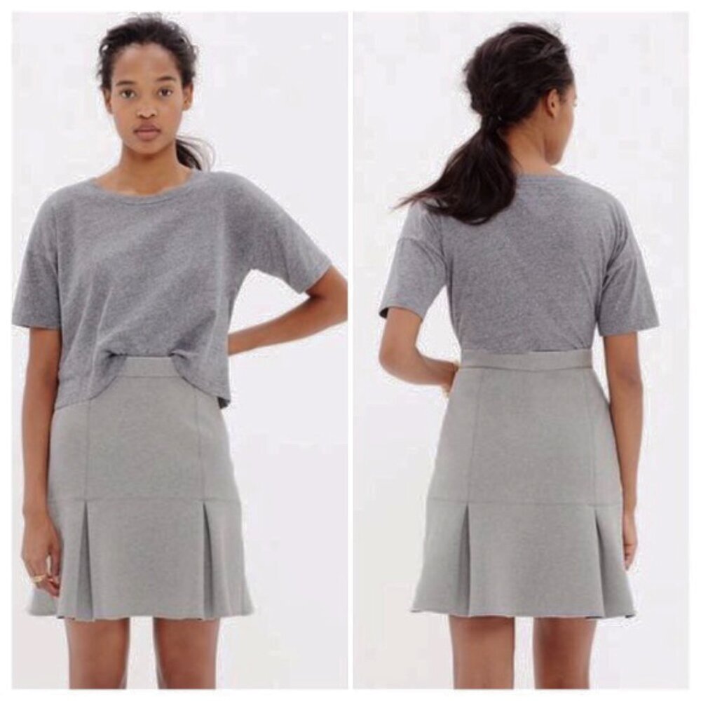 NEW Madewell Gray Grey Jersey Bonded Scuba Pleated Ruffle Skirt 4